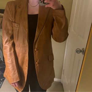 Vintage Cabretta Leather Angel Skin Brown Suit Jacket Blazer Minimalist Neutral